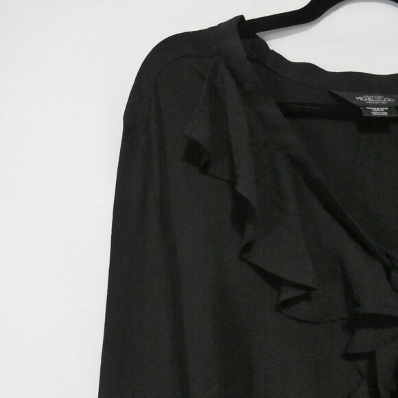 MICHEL STUDIO COLLECTION | size 18 | Elegant Black Sheer Ruffled Blouse - Picture 4 of 14